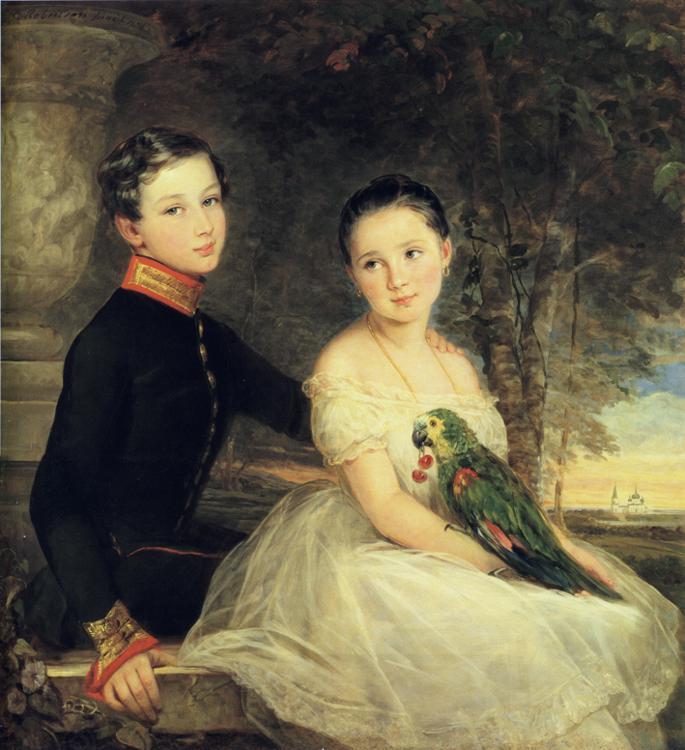 Eric Forbes-Robertson Children with Parrot